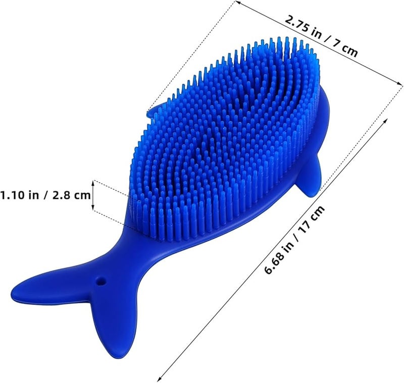 Whale Shaped Silicone Bath Scrubber 2 in 1 Exfoliating Brush Reusable Loofah For Shower - Image 2